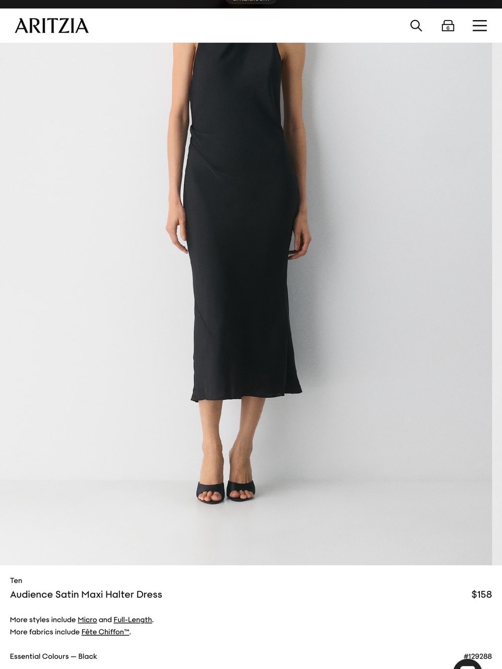 Aritzia Black Satin Halter Slip Dress